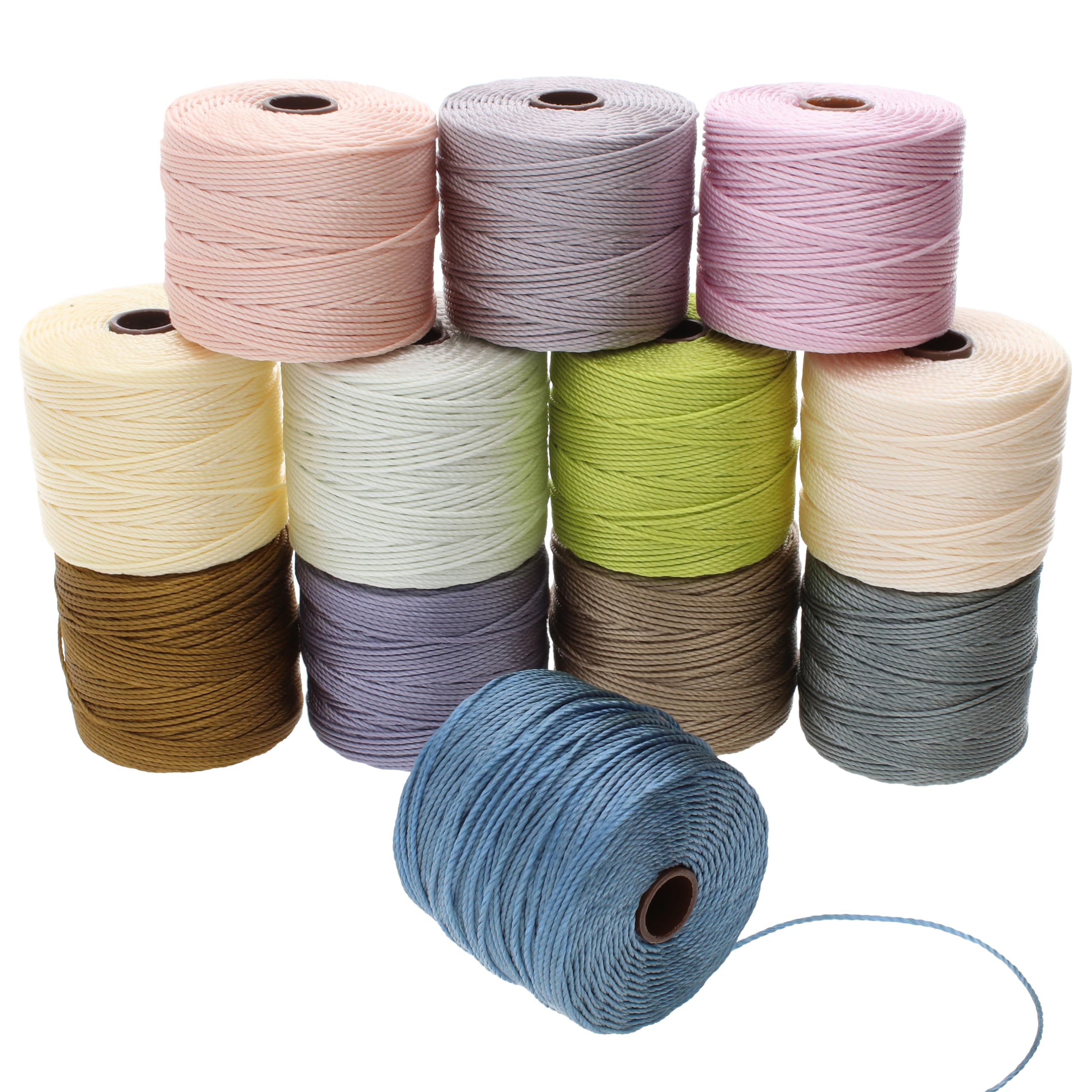 The Beadsmith S-Lon Bead Cord – .5 mm Twisted Nylon Cord for Stringing, 12-Pack, Neutrals Mix, TEX210, 77 Yards per Spool