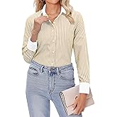 siliteelon Striped Button Down Shirts for Women Dress Shirts Long Sleeve Casual Collared Office Work Blouses Tops