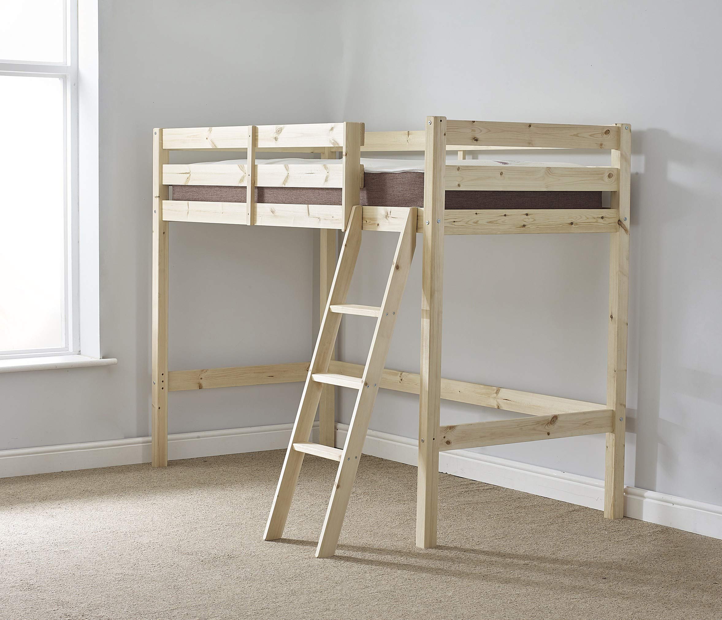 STRICTLY BEDS&BUNKS Oscar High Sleeper Loft Bunk Bed with Sprung Mattress (15 cm), 3ft Single — image 1