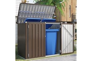 U-MAX Outdoor Trash Can Storage, Outdoor Garbage Bike Storage Shed, Horizontal Cabinet Waterproof, Brown Garbage Can Bicycle 