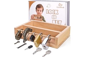 Woodtoe Montessori Lock and Key Toy Set for Kids, Educational Lock Set Keys, Wooden Learning Montessori Materials for 3 4 5 6 Toddlers, Preschool, Home Classroom STEM Educational Birthday Toys