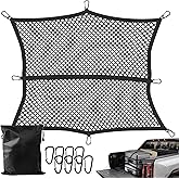 Truck Bed Cargo Net, Stretchable from 4'x4' to 7'x7',High Elastic Cargo Net with Storage Bag and 8 rustproof Buckles, Ideal for ATV, SUV, UTV, Truck and Boat Use, Black