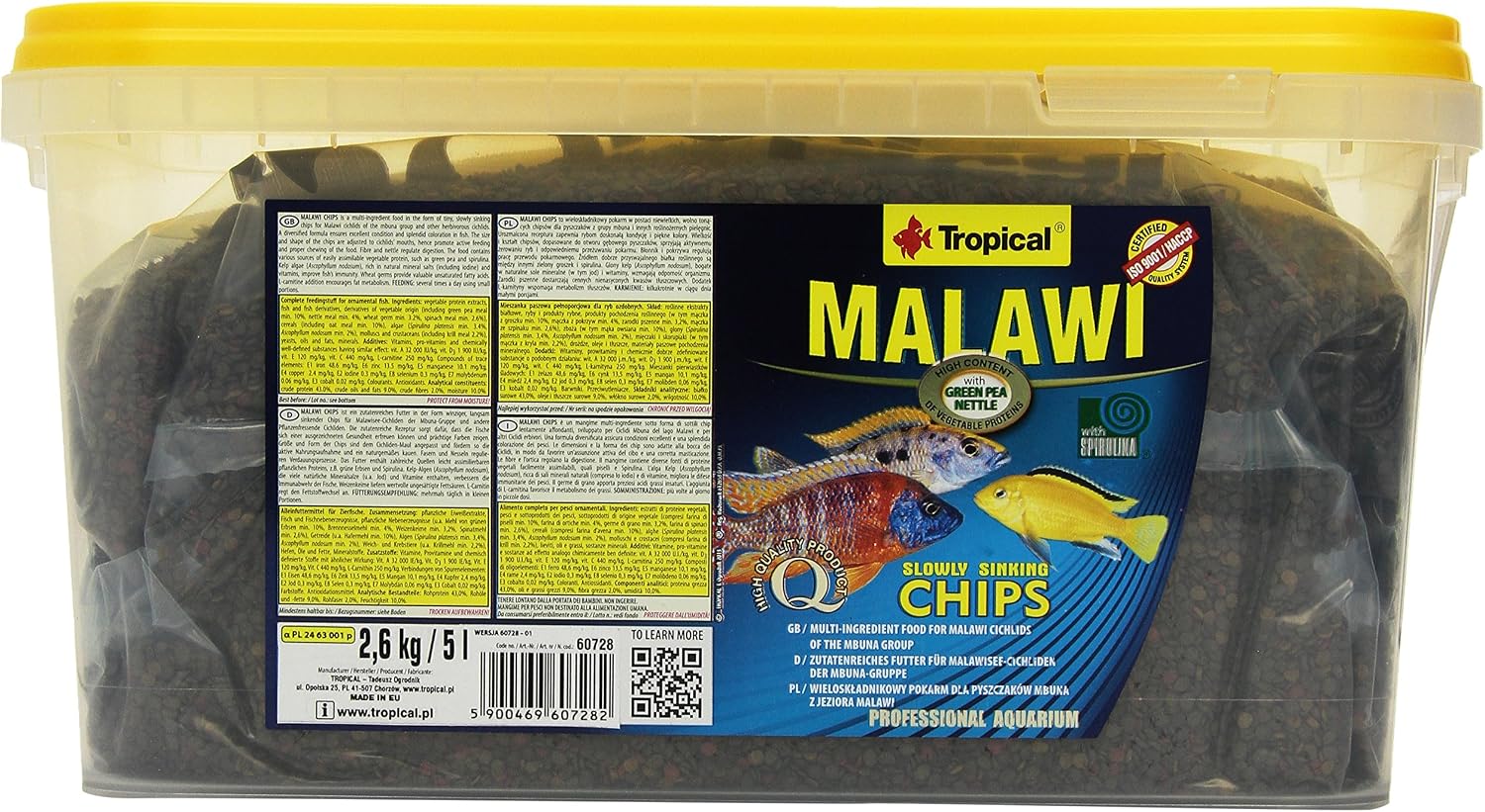 Tropical MALAWI CHIPS 5L / 2,6kg, premium food for malawi cichlids (mbuna group) & omnivorous cichlids, supports health