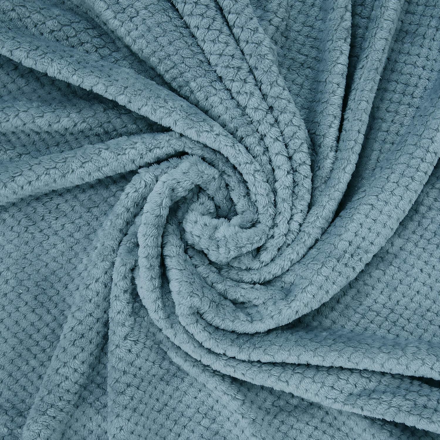 Exclusivo Mezcla Waffle Flannel Fleece Velvet Plush Large Throw Blanket– 50" x 70" (Slate Blue): Home & Kitchen