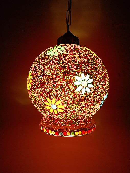 Susajjit Charming Ceiling Glass Lamp in Turkish Style for Home and Hotel Decoration(Multicolour)