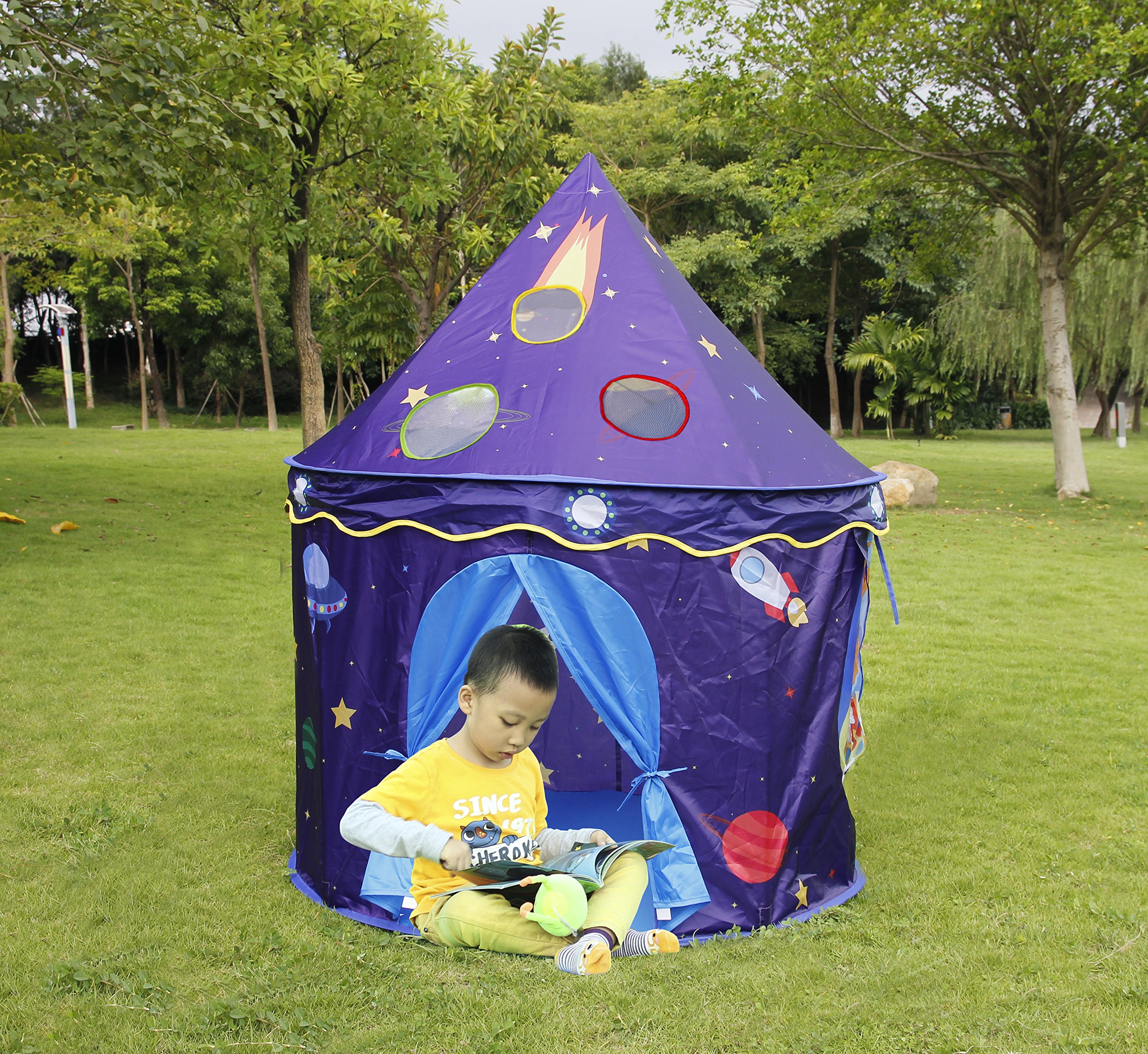 Homfu Play Tent For Kids Castle Playhouse With Space Pattern For Children Perfect Gift for Any Child