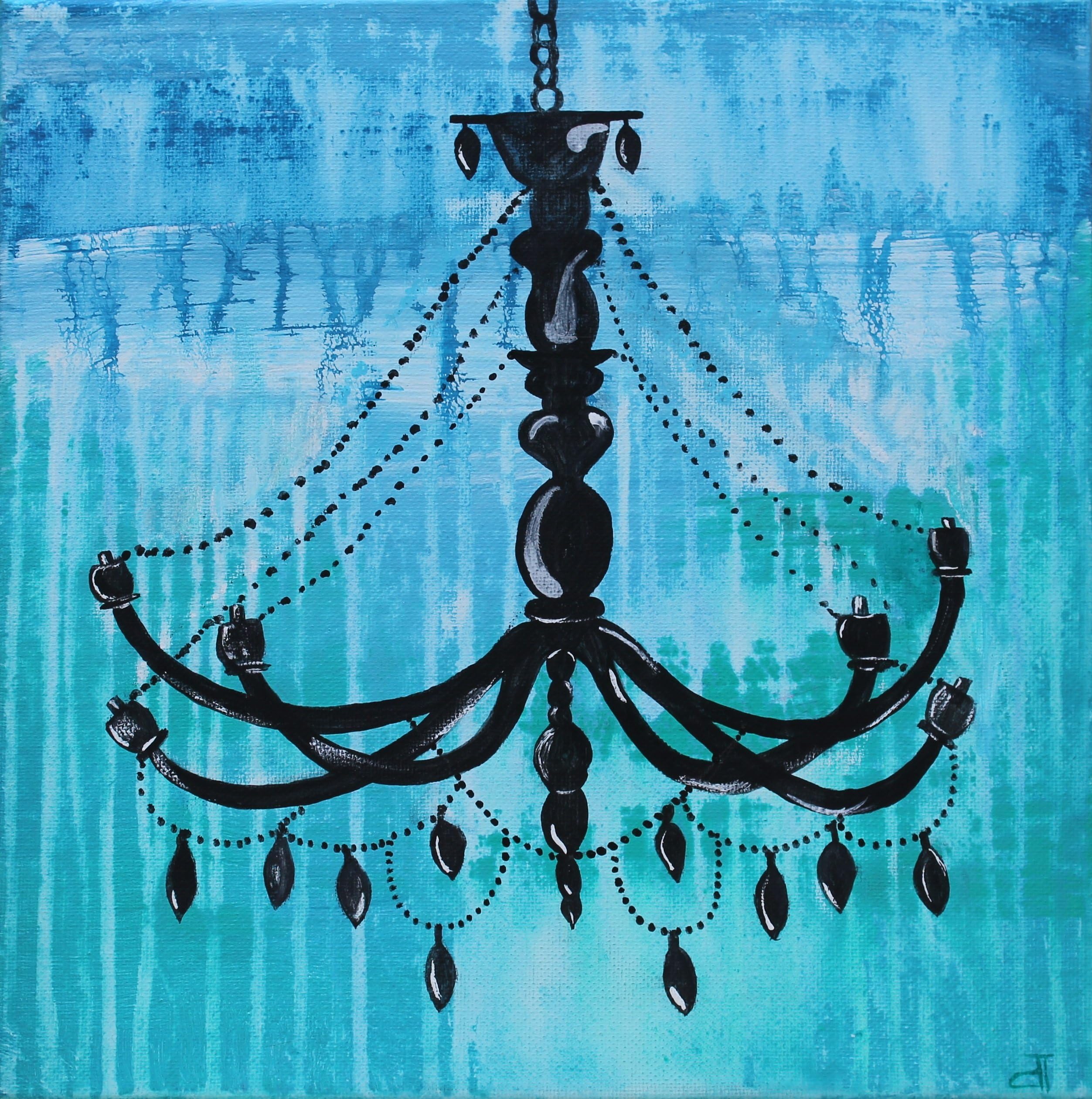 Original Chandelier Silhouette Painting Acrylic Shabby Chic Art Abstract Modern Minimalist Contemporary Ready Wall Art to Hang