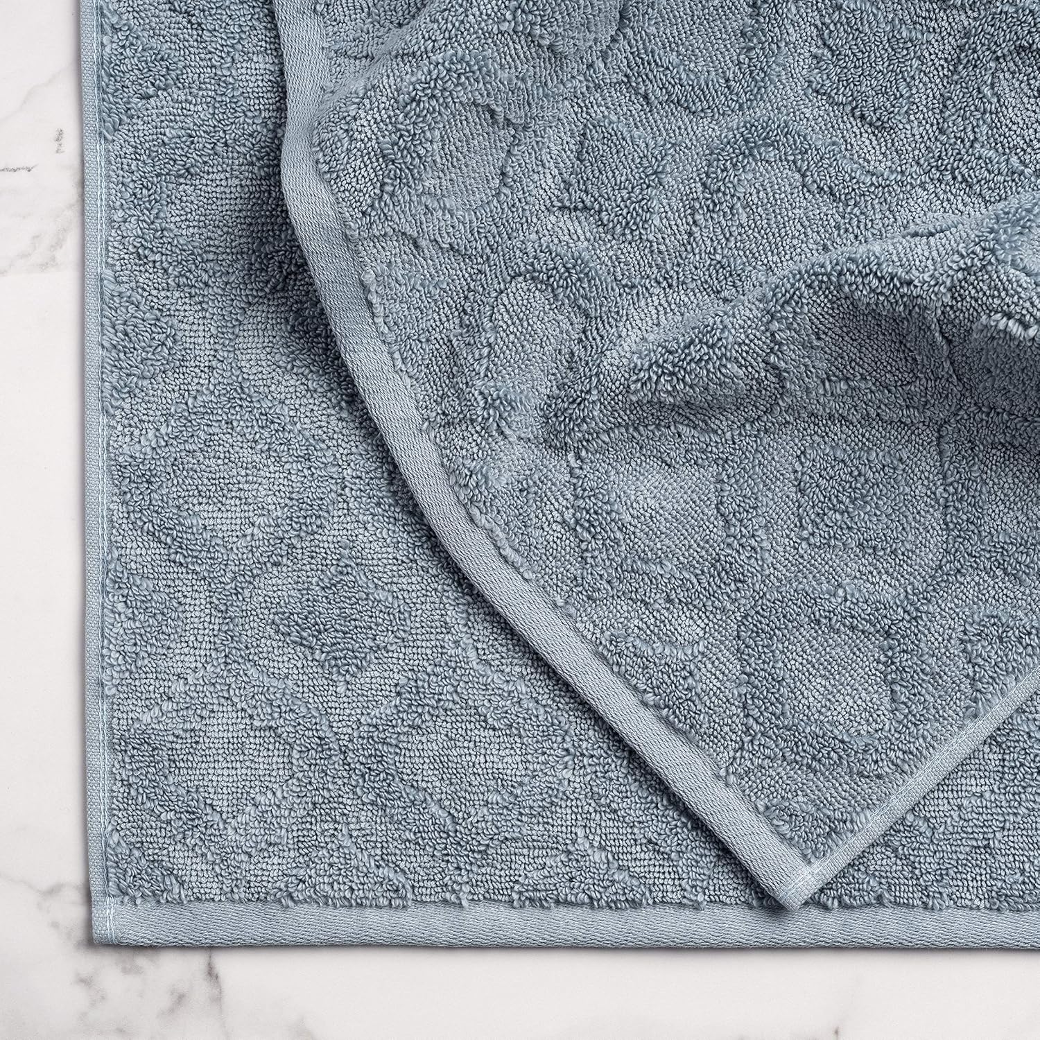 Welhome Athena Cotton Poly Textured Towel - Set of 6 (Dusty Blue) - Luxurious - Highly Absorbent - Soft - Durable - 600 GSM - Machine Washable - 2 Bath - 2 Hand - 2 Wash Towels: Home & Kitchen