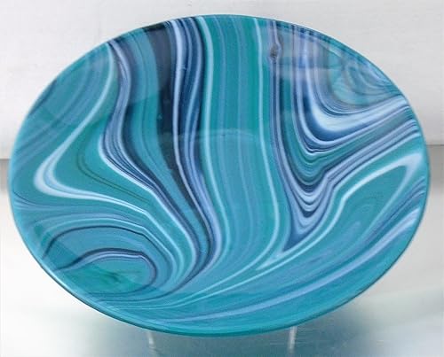 Amazon Com Decorative Bowl Of Teal Green And Blue Swirls