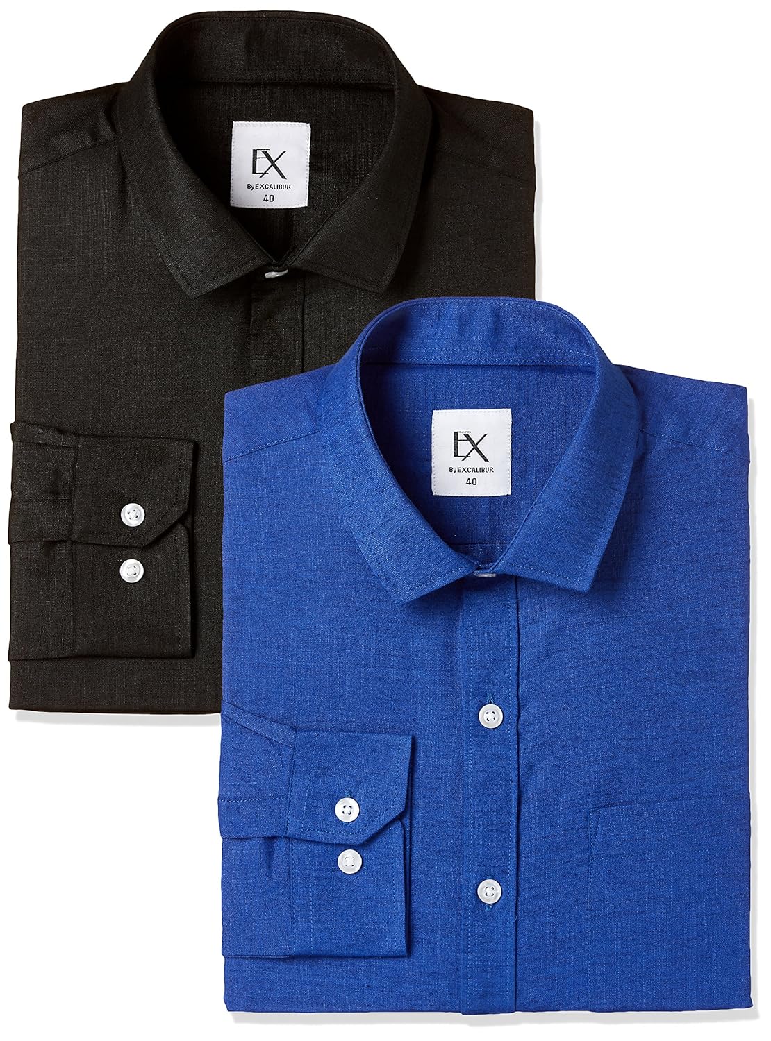 ex by excalibur men's solid regular fit formal shirt (pack of 2)