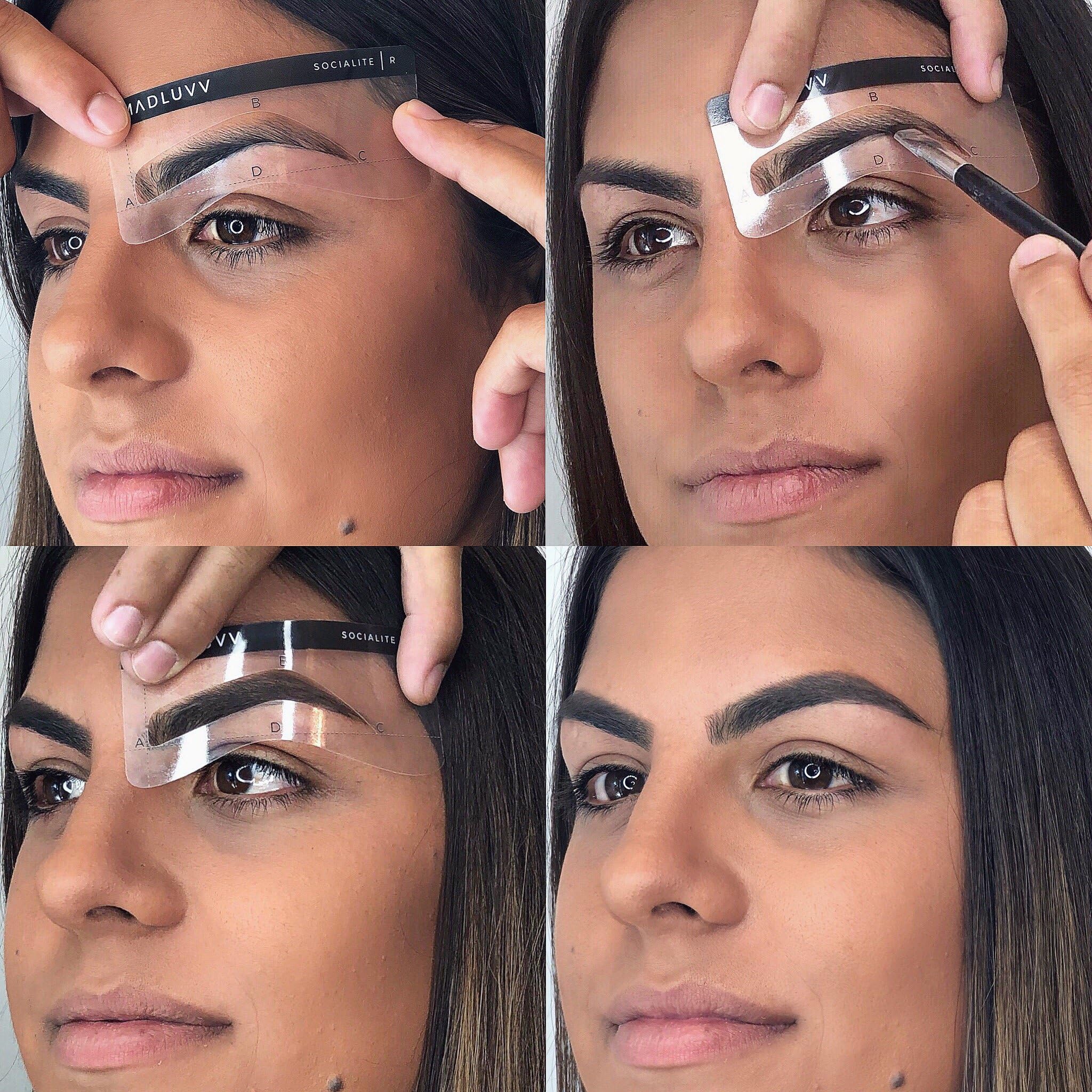 Best Eyebrow Shaping Stencil Kit, Set of 6 Plastic Reusable Stencils for Semi Permanent Microblading Tattoo & Makeup Artists, Shape Thicker and Fuller Brows
