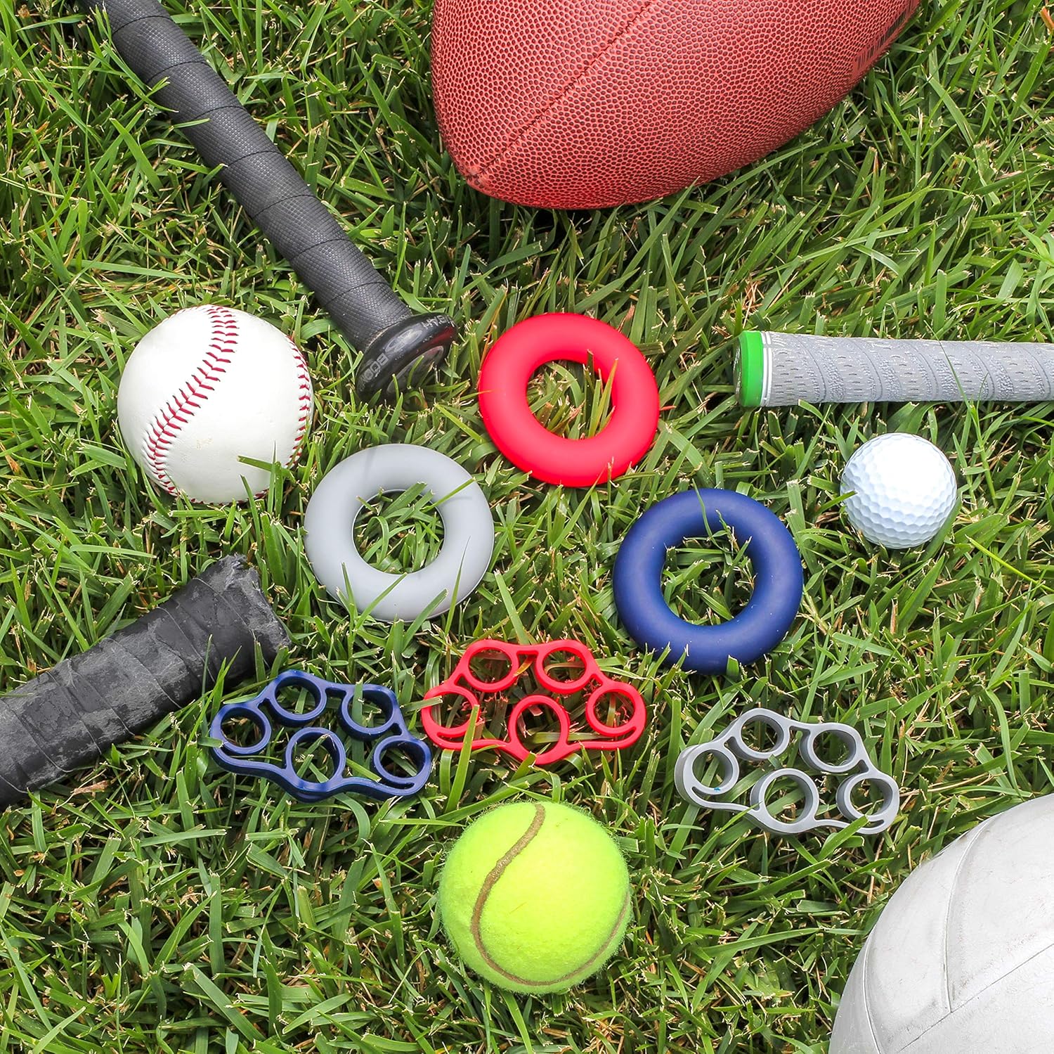 ST 527401 Finger Exercisers Hand Grip Rings, Fidget Stress Relief, Navy/Grey/Red, 6 Pack: Clothing