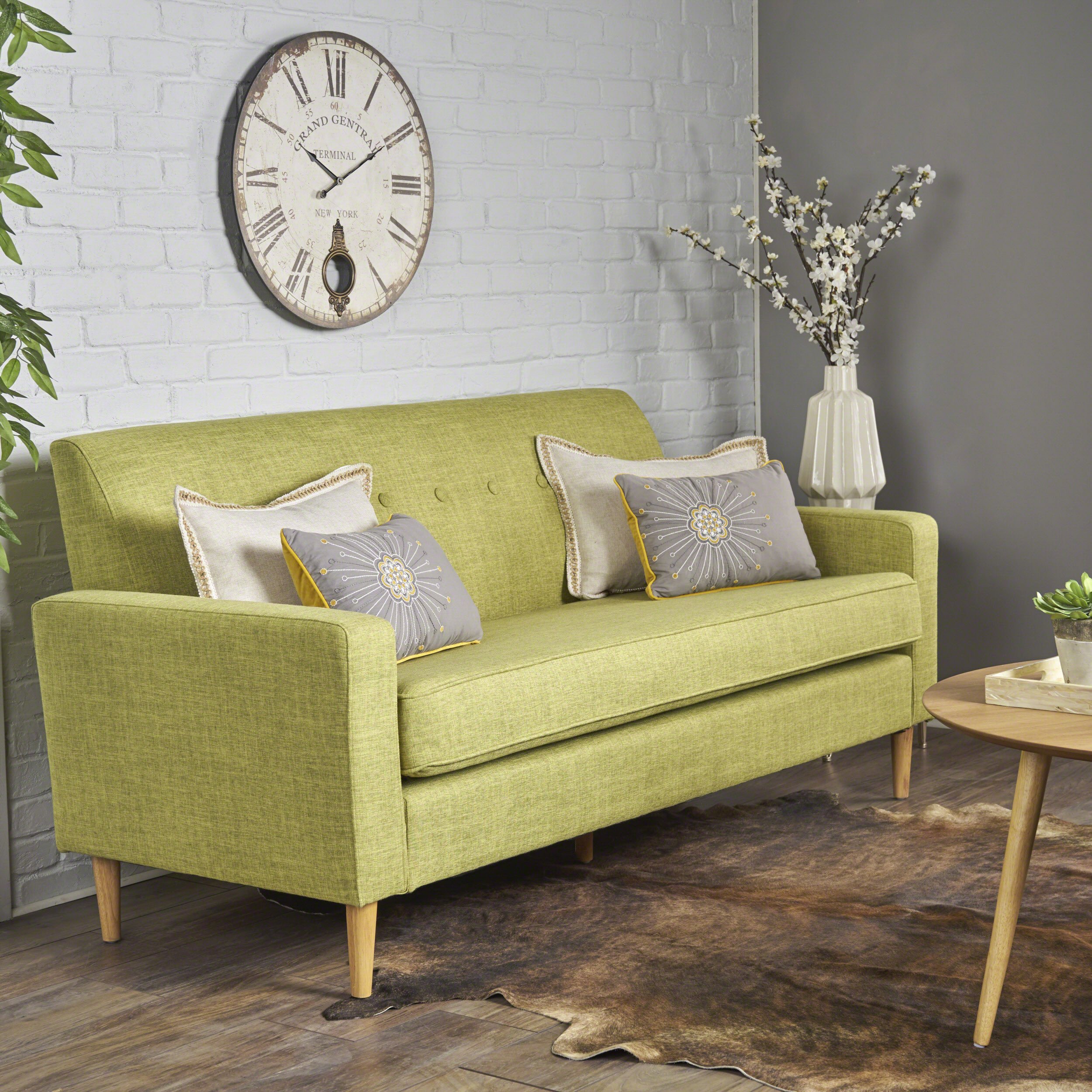 Christopher Knight Home Sawyer MidCentury Modern Fabric 3Seater Sofa