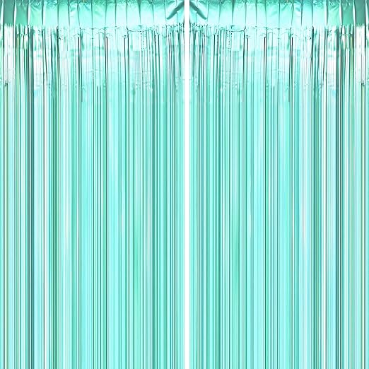 Amazon Com Teal Blue Tinsel Foil Fringe Curtains Under The Sea