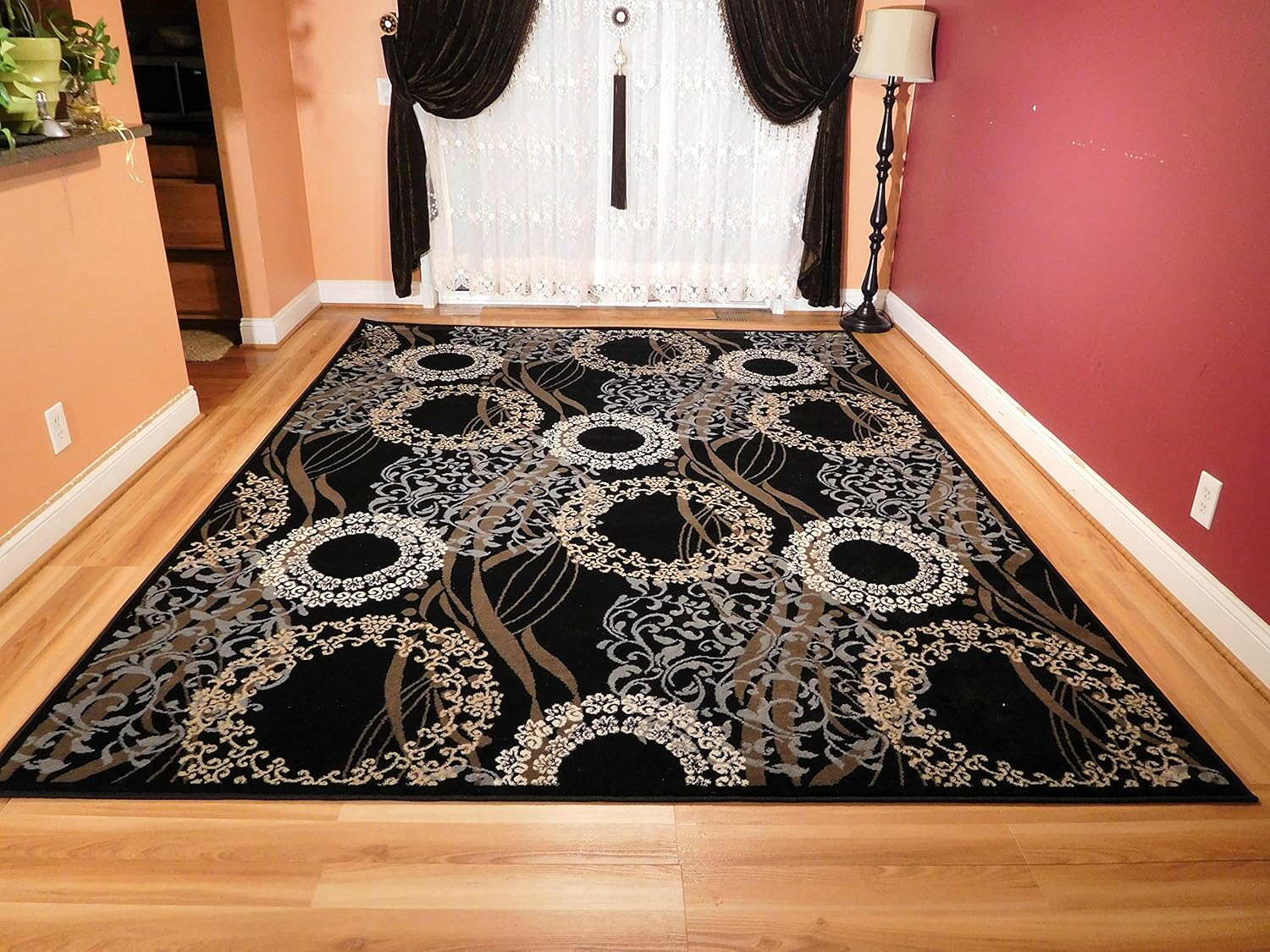 Amazon Com Luxury Modern Rugs For Living Dining Room Black Cream Beige Rug Large 8x11 Contemporary Rugs 8x10 Area Rugs Home Kitchen