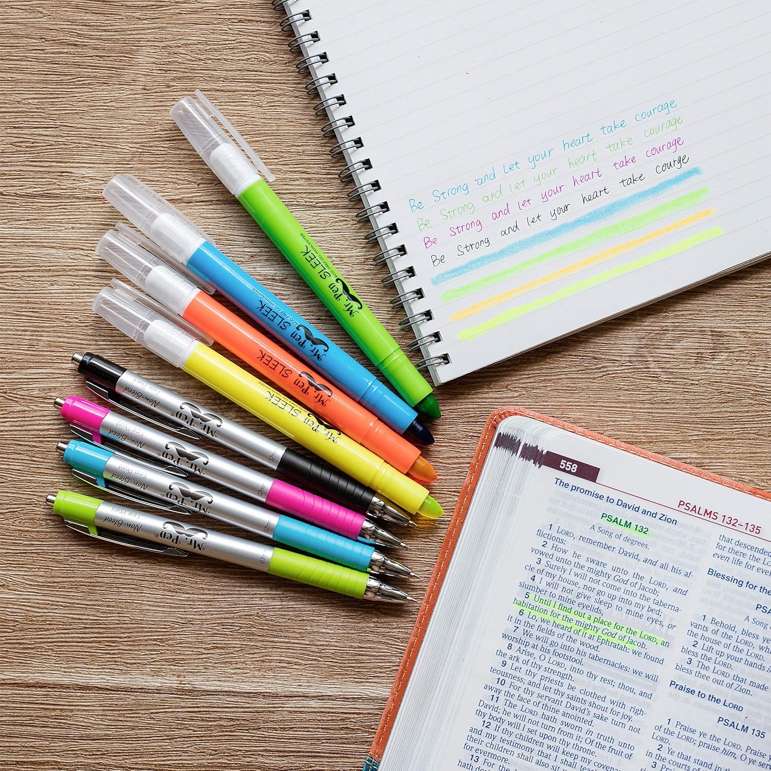Mr. Pen- Bible Highlighters and Pens No Bleed, 8 Pack, Bible Journaling Kit, Bible Pens No Bleed Through, Gel Highlighters, Bible Markers No Bleed Through, Bible Study Kit, Christian Gifts : Office Products
