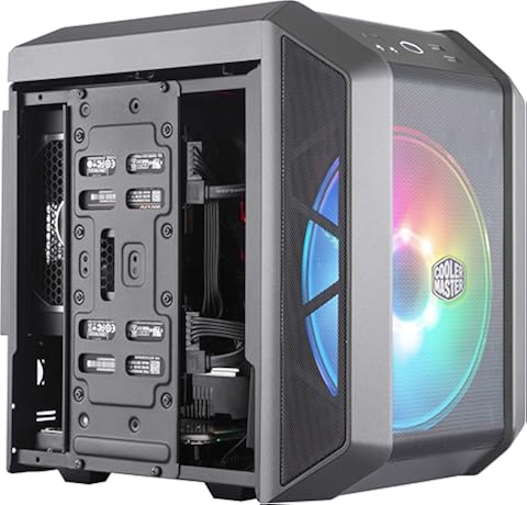 Cooler Master MasterCase H100 ARGB – Caja PC Mini-ITX con Potente Flujo de Aire, Chasis Compacto Frontal Mallado, Capacidad de Hardware Flexible