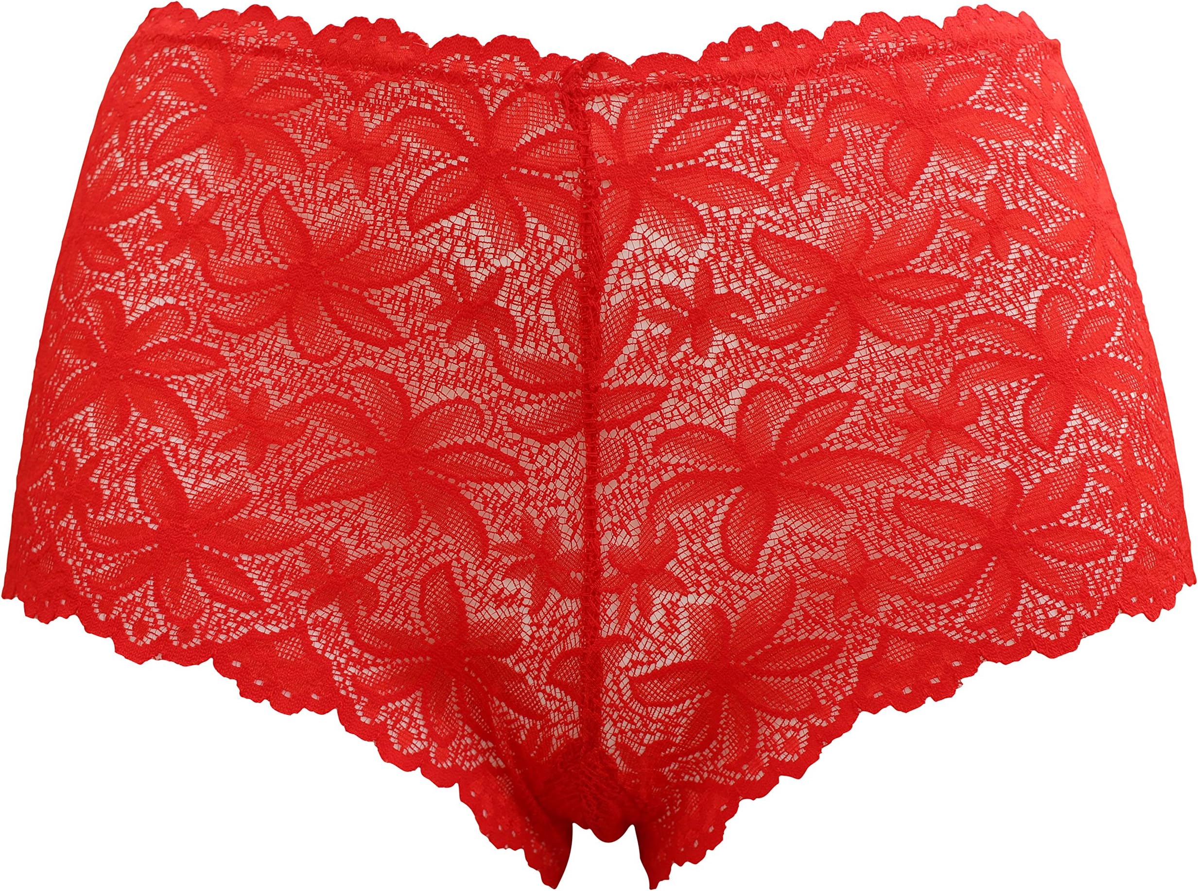 Cintamani Soft Sensuous Sheer Red Lace Knickers Shorts Panties S M L XL (Small 8-10)