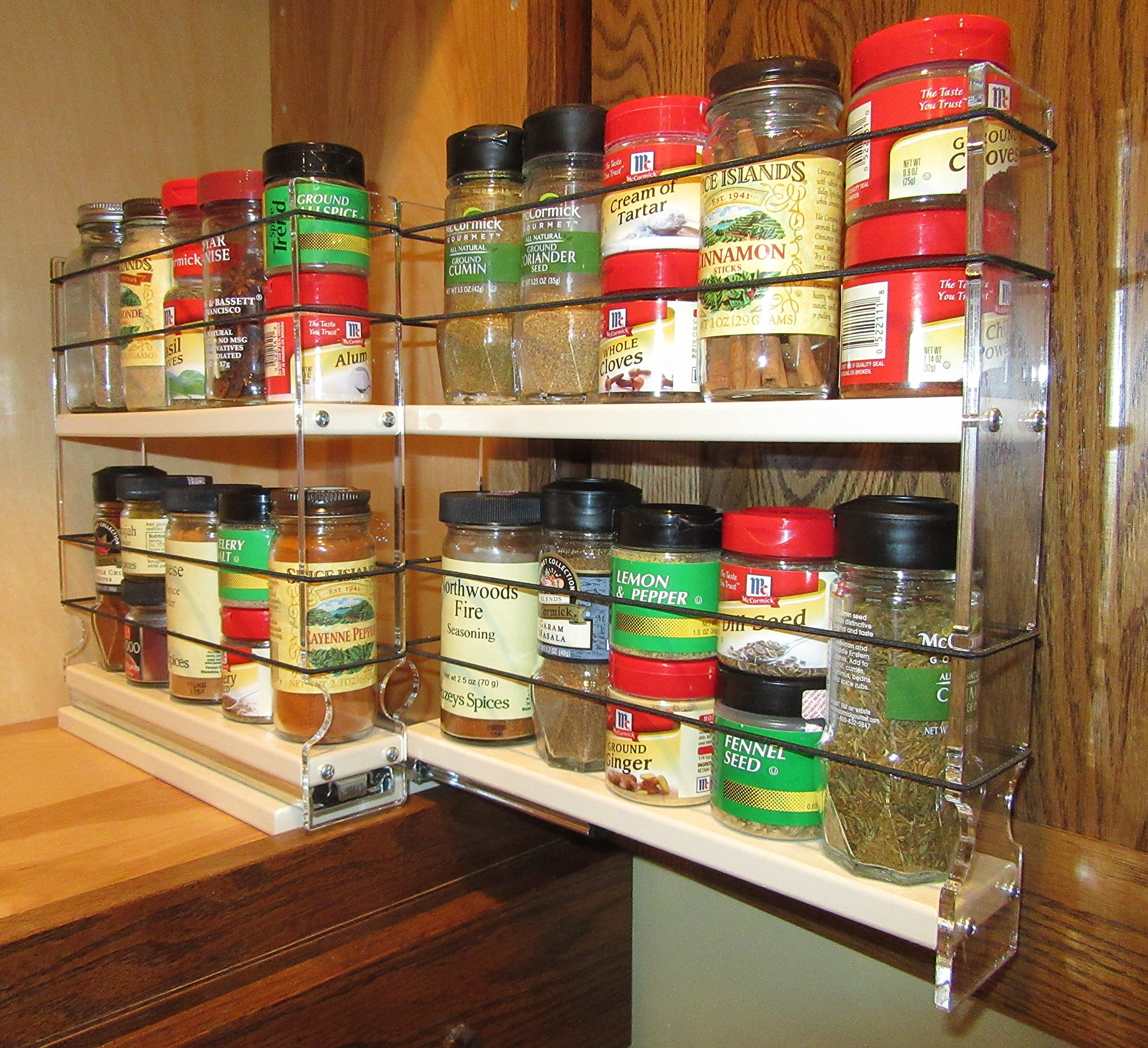 Vertical Spice 22x2x11 DC Spice Rack Narrow Space w/2 Drawers