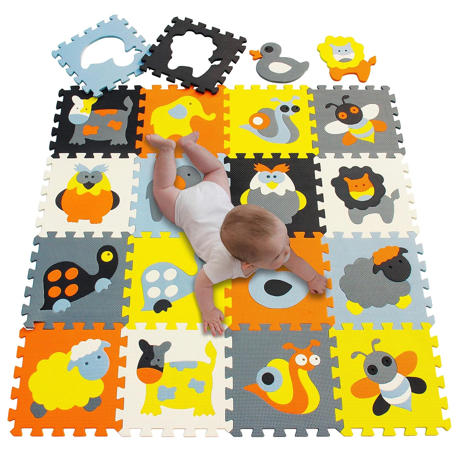 meiqicool Puzzlematte Tiere Puzzleteppich Baby Puzzlematte