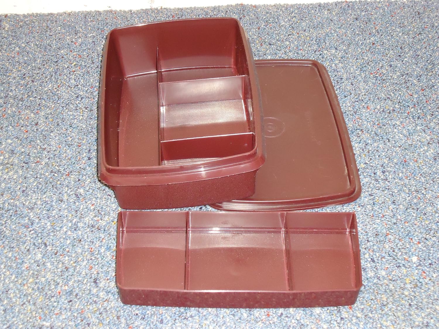 Tupperware Tuppercraft Stow N Go Storage Box in Brown 3pcs