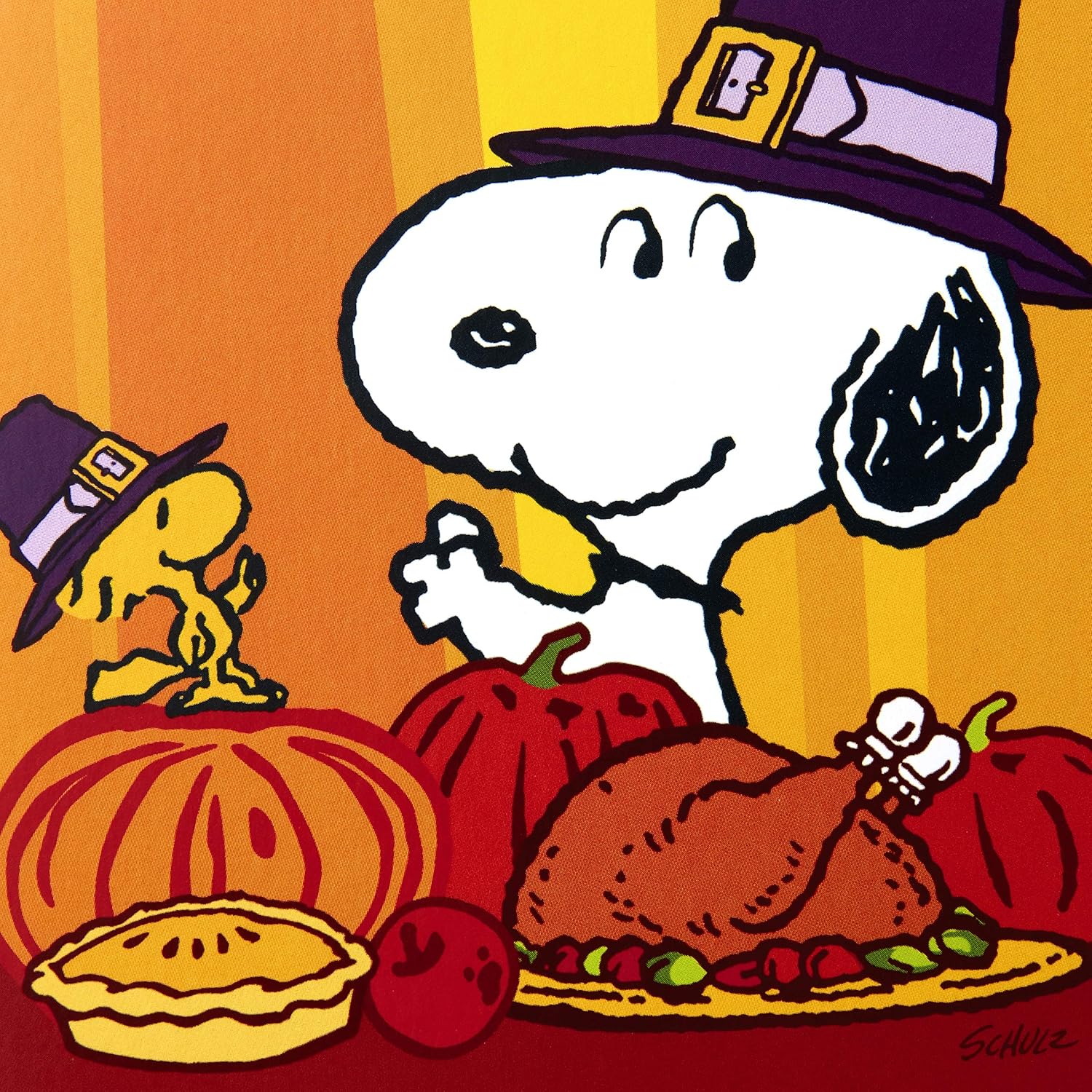 Hallmark Pack of Peanuts Thanksgiving Cards, Snoopy and Woodstock (10 Cards with Envelopes) : Office Products