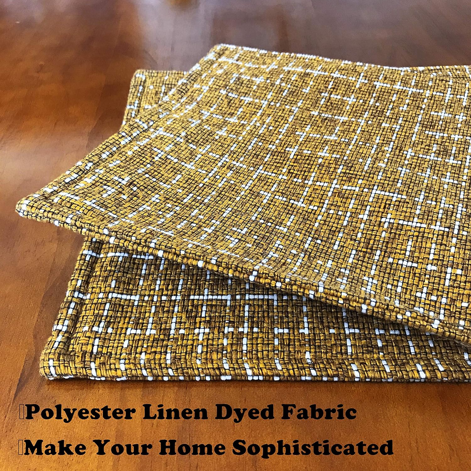 SLOW COW Linen Placemats Heat Resistant Dining Table Place Mats Kitchen Washable Table Mats Set of 2, Brown Mustard: Home & Kitchen