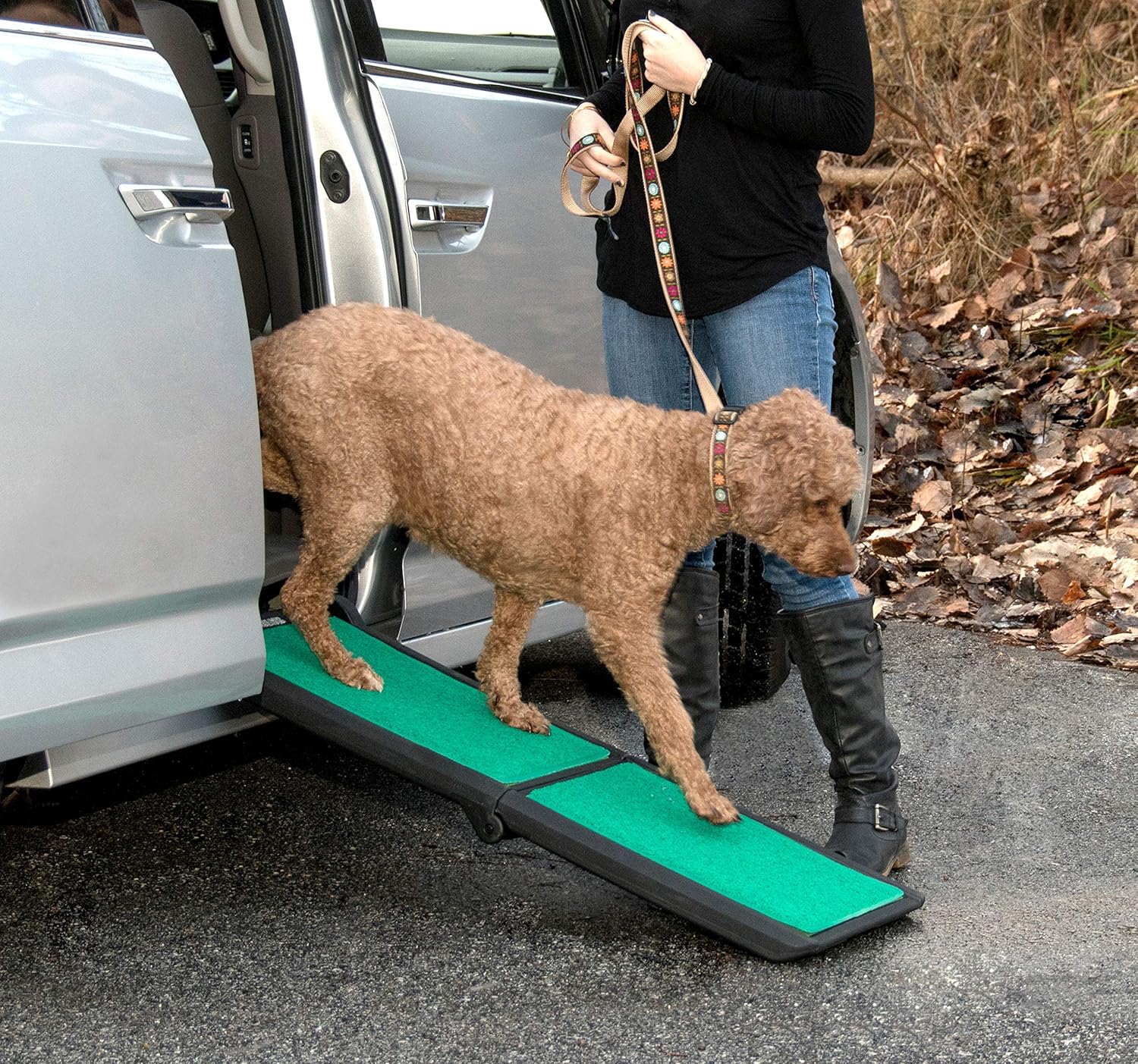 Pet Gear Travel Lite Ramp with supertraX Surface for Maximum Traction, 4 Models to Choose from, 42-71 in. Long, Supports 150-200 lbs, Find The Best Fit for Your Pet, Black/Green : Kitchen & Dining