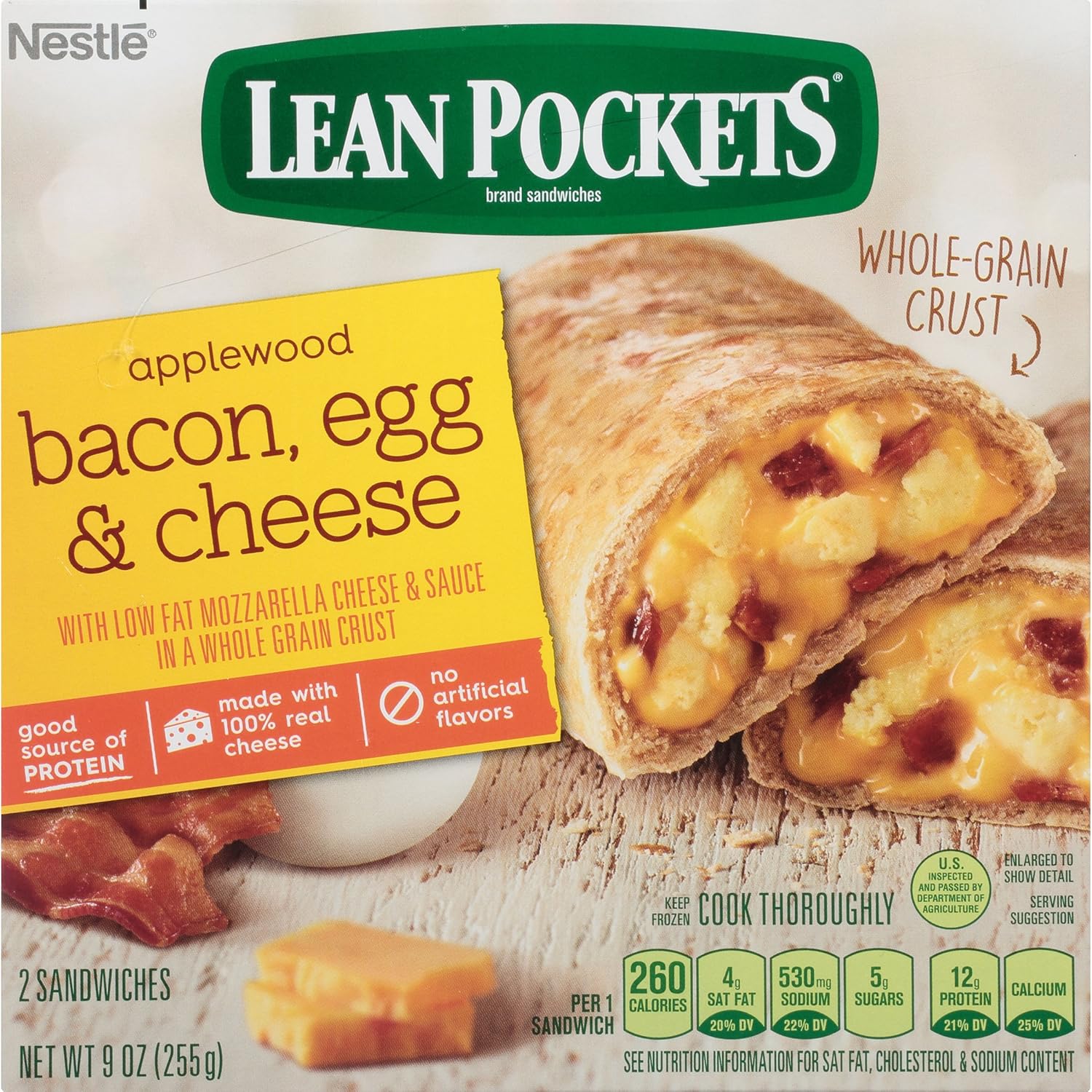 Lean Pockets, Bacon, Egg and Cheese, 2 sandwiches, 9 oz (Frozen
