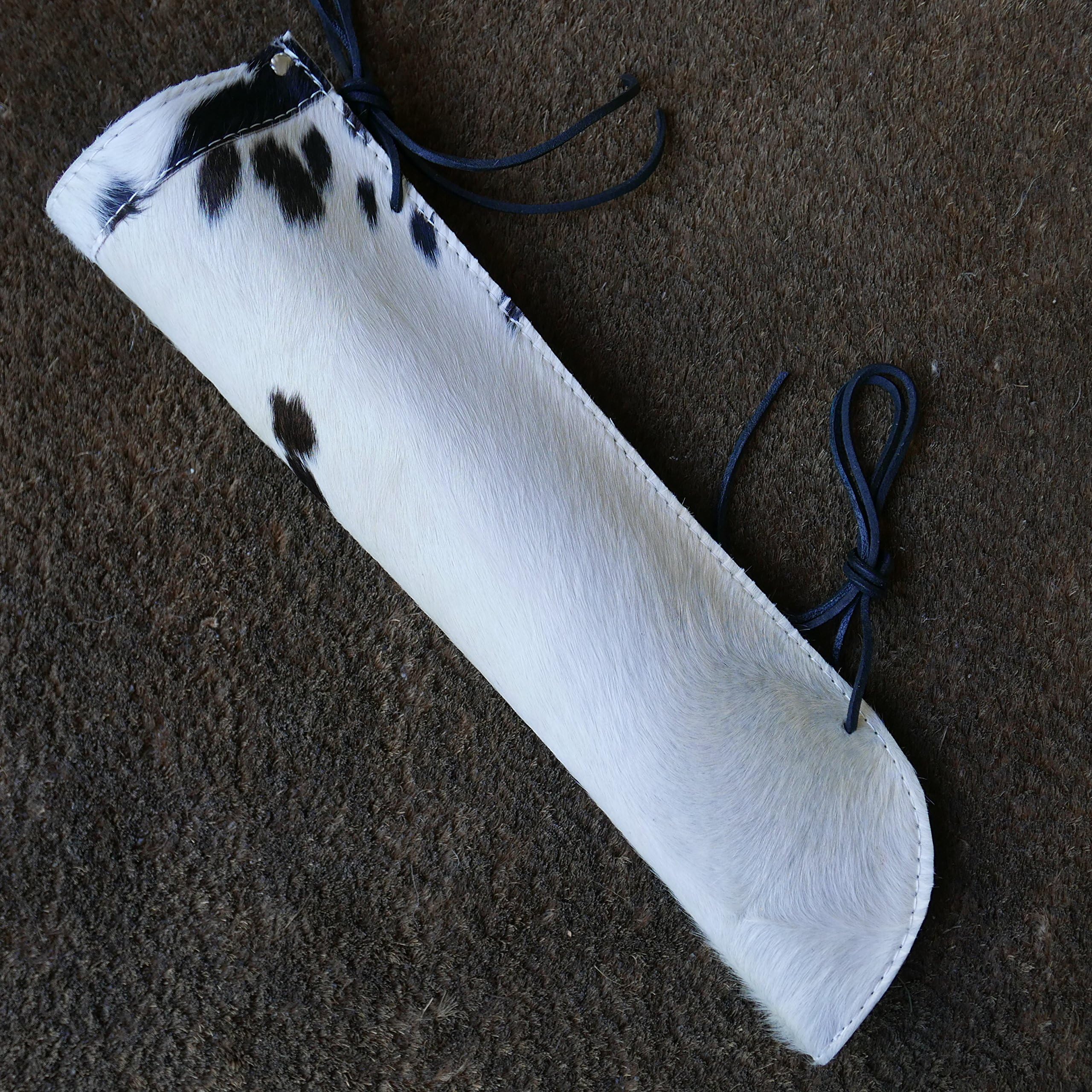 double bass bow quiver , white spotted cowhide