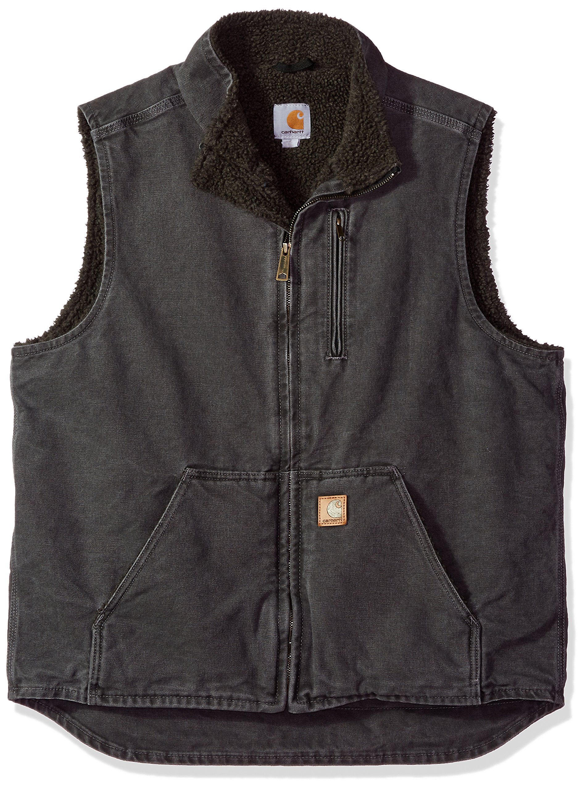 Carhartt Men's Big & Tall Sherpa Lined Sandstone Mock Neck Vest V33,Gravel,Large Tall by Carhartt