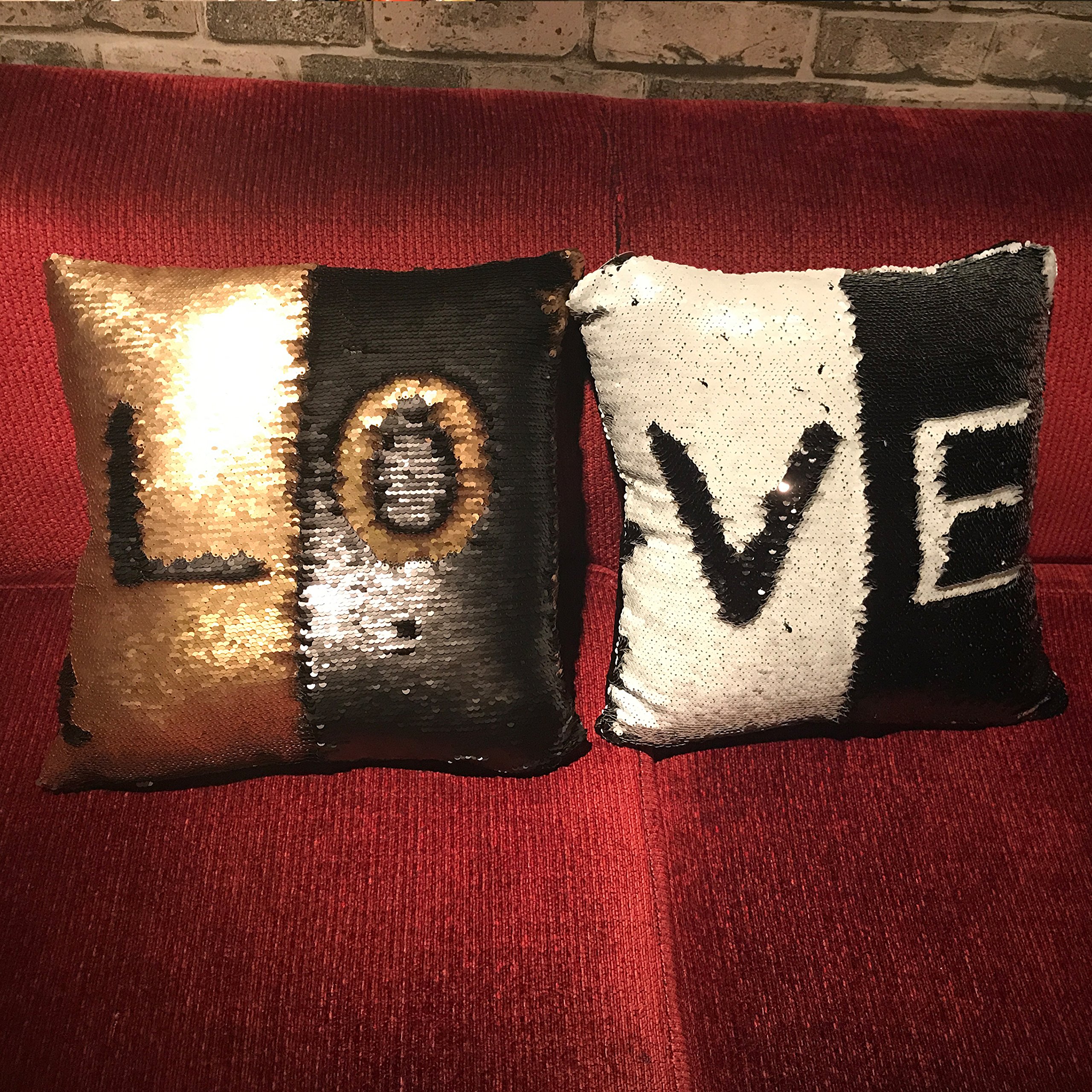 NordECO Decorative Mermaid Reversible Sequins Pillow Cases Cushion Cover, No Pillow Insert , Black and White, 16\