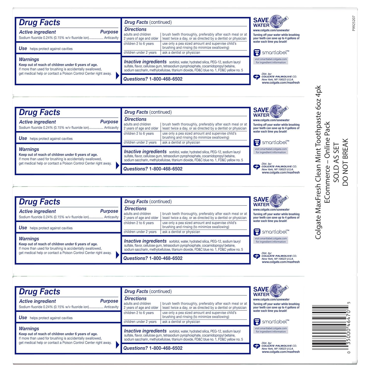 Colgate Max Fresh Whitening Toothpaste with Breath Strips, Clean Mint - 6 ounce (4 Pack) : Beauty