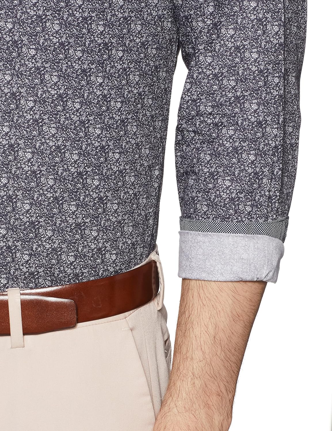 peter england men's printed slim fit formal shirt