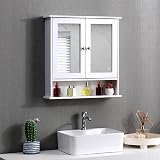 AVC Designs White Bathroom Wall Cabinet with Mirrored Double Doors view 4