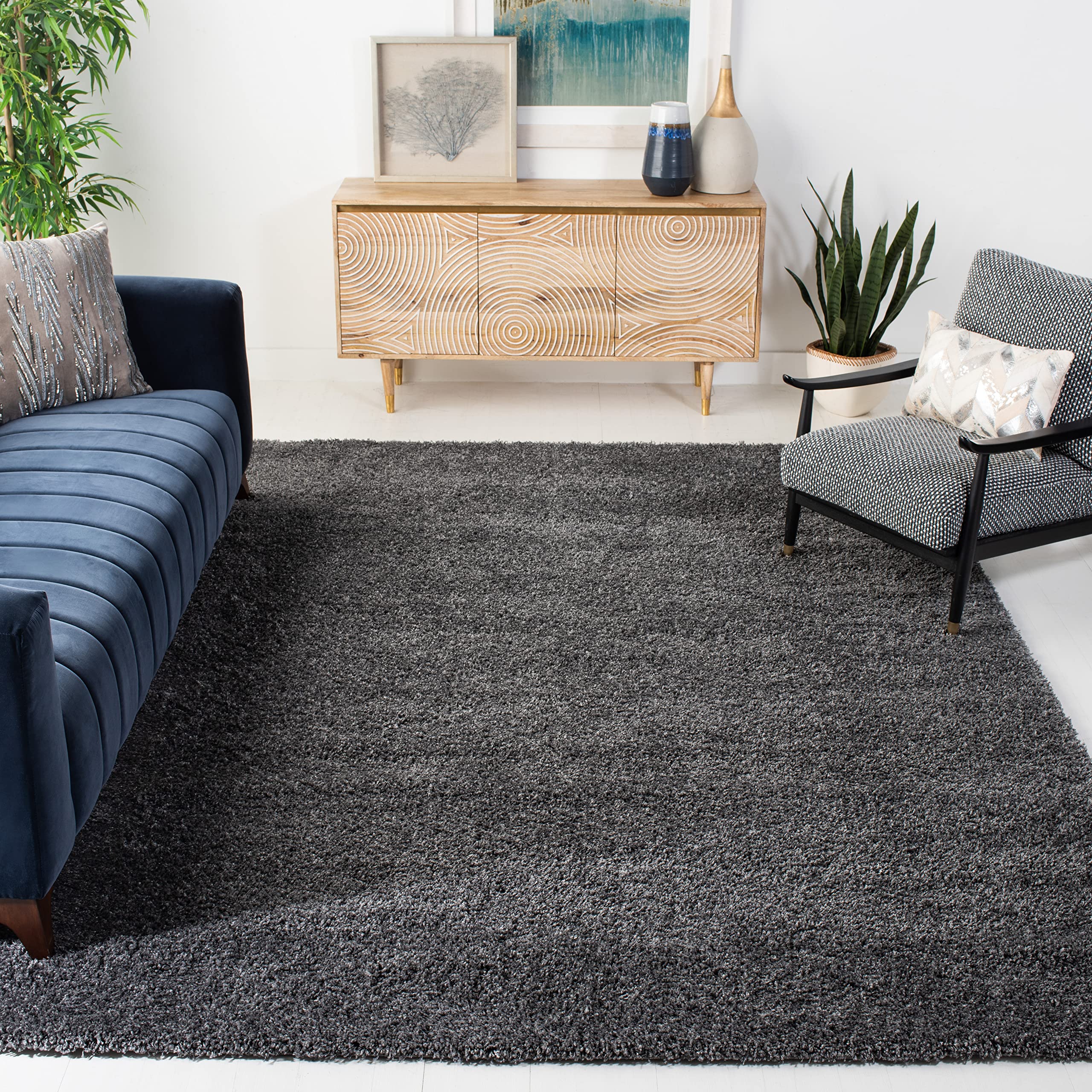 SAFAVIEH California Shag Collection Area Rug - 9'6" x 13', Dark Grey, Non-Shedding & Easy to Clean, Ultra Plush Thick Pile, Ideal for Living Room, Bedroom, Dining Space (SG151-8484) Image