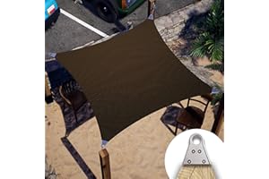 ColourTree Super Ring 10' x 10' Brown Customized Size Sun Shade Sail,Commercial Grade UPF50 Canopy Structure, Reinforced Corners & Edges, 260 GSM Fabric Heavy Duty -3 Years Warranty