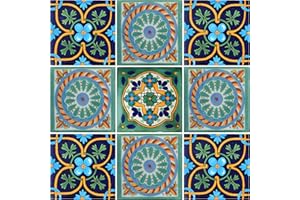COLOR Y TRADICIÓN 9 Mexican Tiles 4" x 4" Hand Painted Talavera F-30