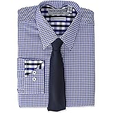 Nick Graham mens Stretch Modern Fit Gingham Dress Shirt and Solid Tie Set