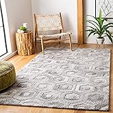 SAFAVIEH Abstract Collection Area Rug - 6' x 9', Grey & Beige, Handmade Wool & Viscose, Ideal for High Traffic Areas in Livin