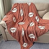 Cozy Football Pattern Blanket Perfect Lightweight Bedding for Adults, Soft, Warm, and Plush Rugby Sports Blanket Great for Bed Sofa, Dark Brown, 50"x60"