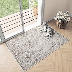 PureCozy Red Area Rug 2x3 Entryway Rug Kitchen