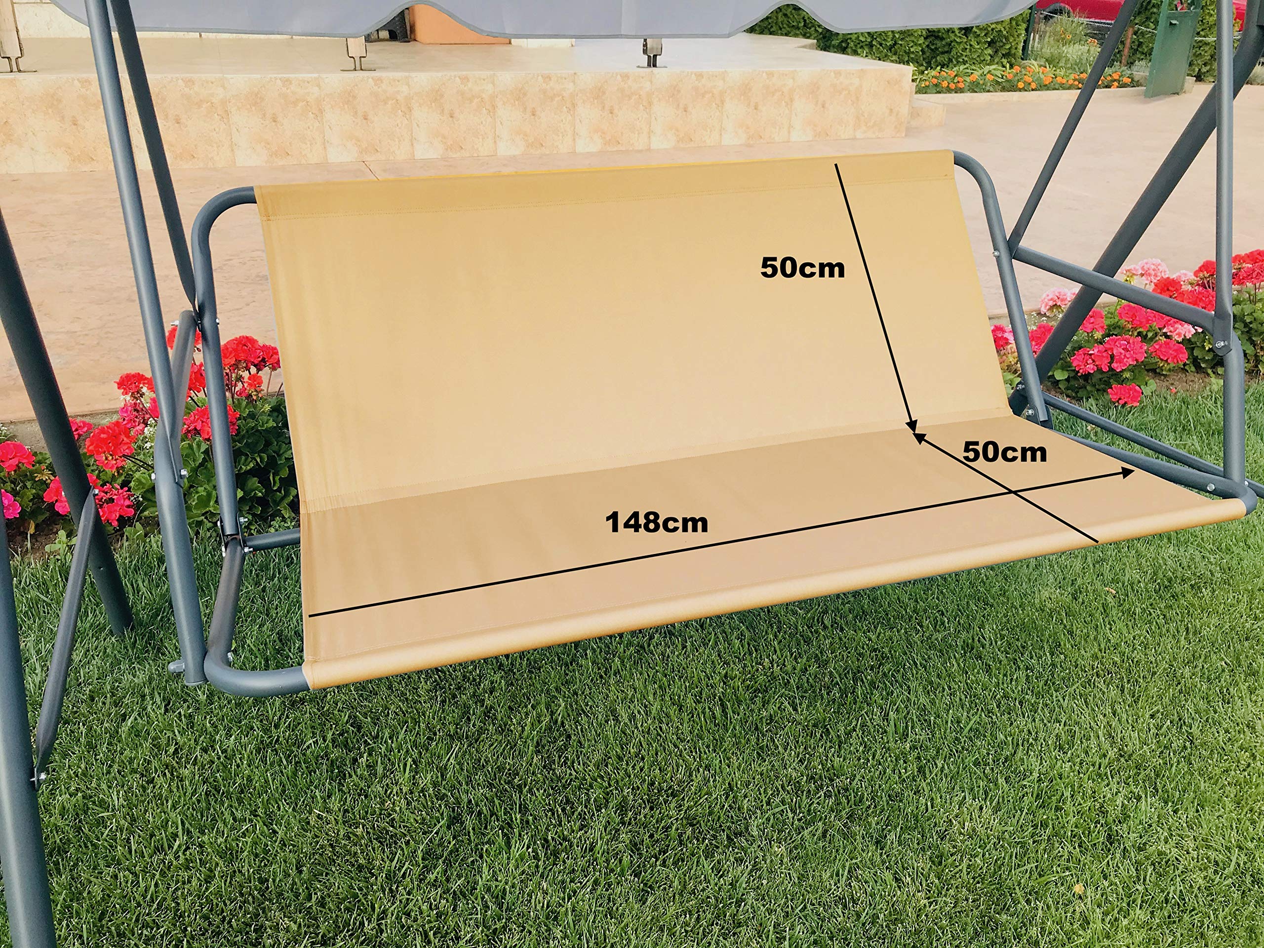 PETELA Replacement Swing Seat Hammock Chair Outdoor Garden Chair Covers Bench Cover (148cm x 50cm x 50 cm, Beige) โ image 1