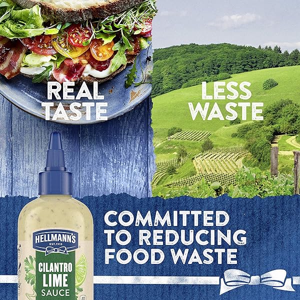 HELLMANN’S SAUCE FOR A REFRESHING CONDIMENT, DIP AND DRESSING CILANTRO LIME GLUTEN FREE, DAIRY FREE, NO ARTIFICIAL FLAVORS, NO HIGH-FRUCTOSE CORN SYRUP 9 OZ