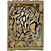 Pure Country Weavers Woodland Fox and Forest Animals XL Blanket by Jen Delyth - Celtic Gift Tapestry Throw Woven from Cotton - Made in The USA (82x62)