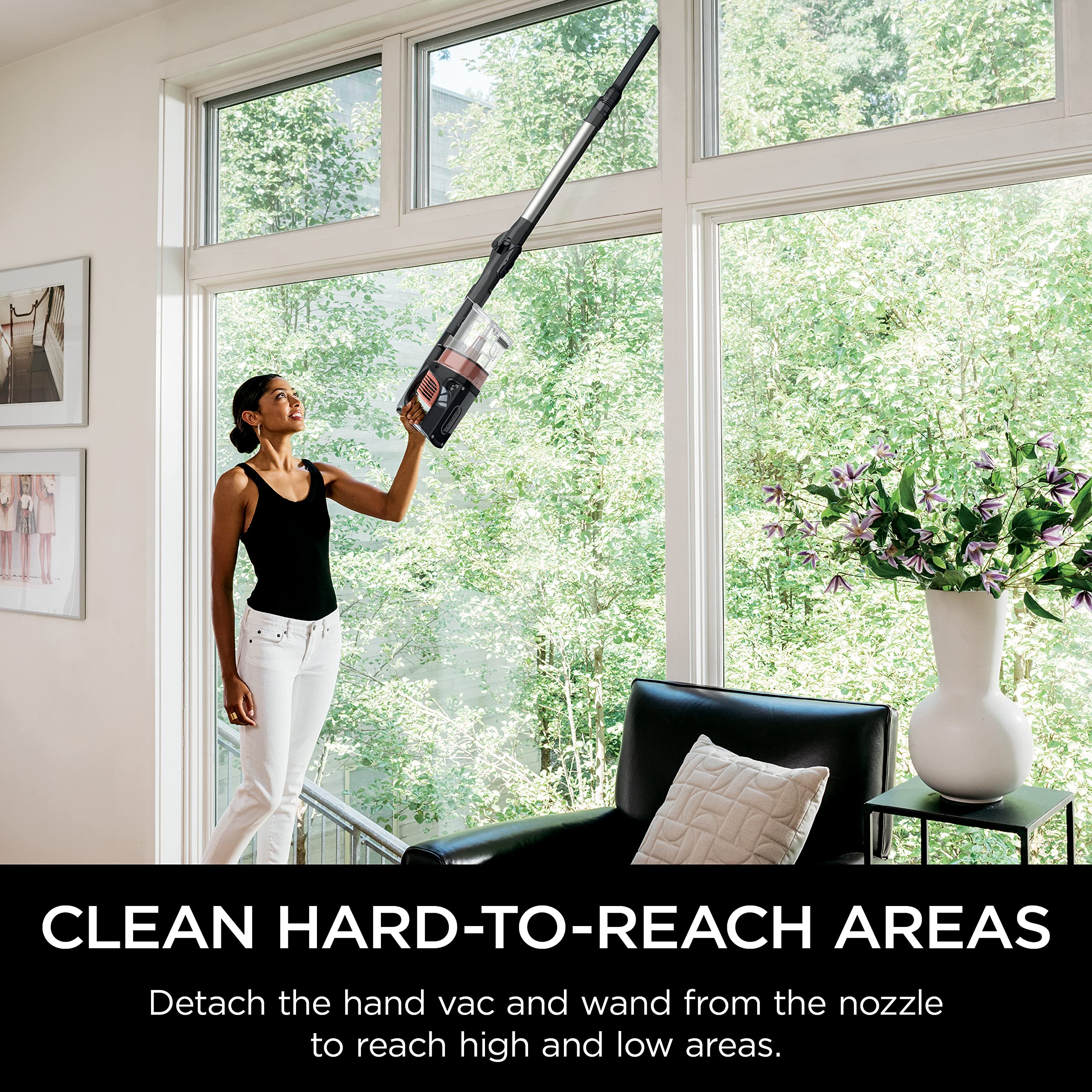 Shark IZ483H Vertex Cordless Stick Vacuum with DuoClean PowerFins, MultiFLEX, Crevice Tool, Pet Multi-Tool & Anti-Allergen Brush, 120-min Runtime, Double Battery, Rosewood,Red