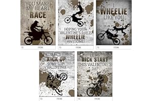 Silly Goose Gifts Dirt Bike Motorcycle Motor Themed Kid Valentine's Day Card Set (Set of 25) Valentine School Classroom Sharing Exchange