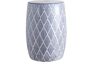 JONATHAN Y TBL1019A Moroccan Diamonds 18" Ceramic Drum Indoor/Outdoor Garden Stool, Coastal, Contemporary, Side Table, Plant 