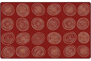 Flagship Carpets Circles Abstract Educational Area Rug for Kids Room Seating Décor, Children's Classroom, Play Carpet for Teaching and Playroom, Seats 24, 7'6" x 12', Brick