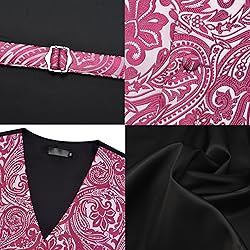 GUSLESON Hot Pink Mens Vest Tie and Bow Tie Set